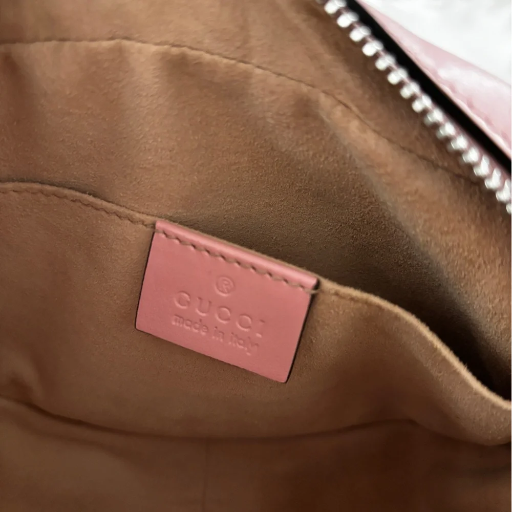 Gucci GG Marmont Small Camera Bag Blush Pink Matelassé Leather Silver Hardware - Picture 5 of 12